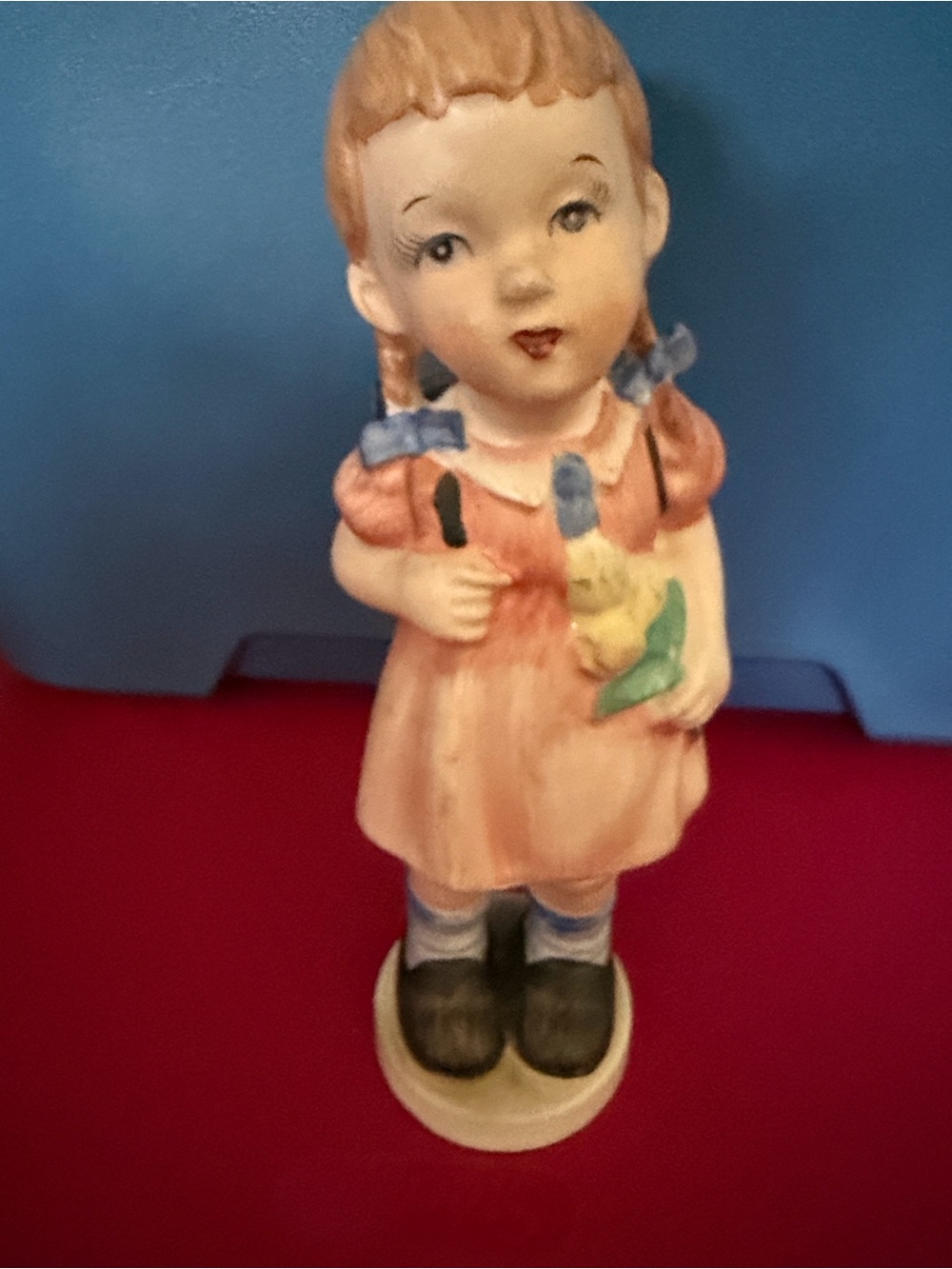 Goebel Porcelain Girl Figurine in Pink and Blue